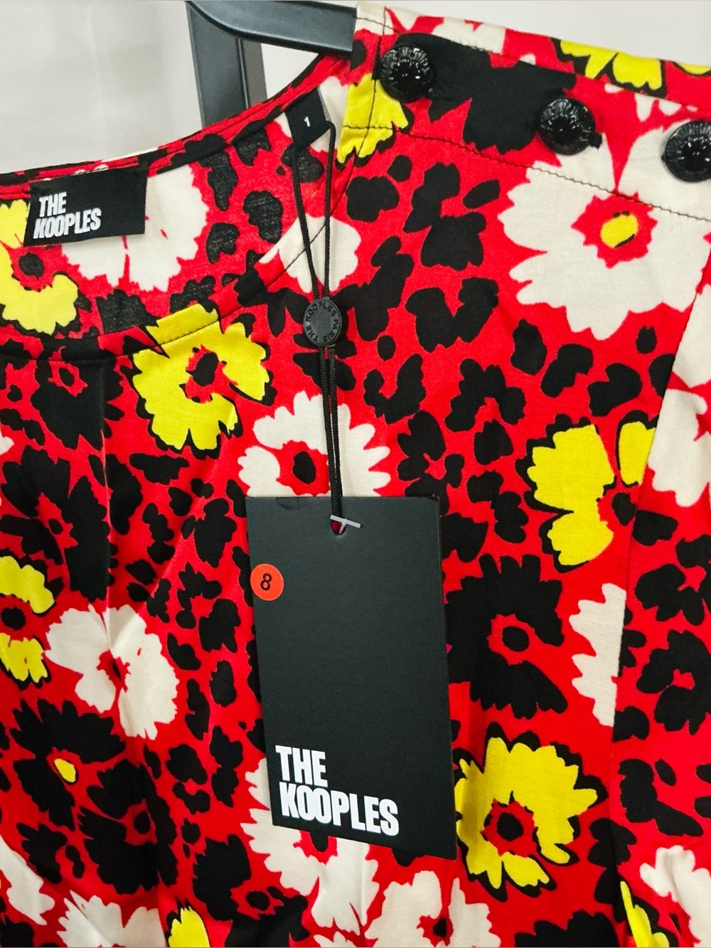 The Kooples Red Floral Long Sleeve Mini Dress 1/S NWT - Picture 6 of 13